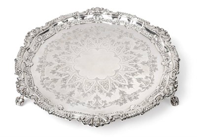 Lot 523 - A Late Victorian Circular Silver Salver, Mappin & Webb, London 1899, with gadroon, shell and C...