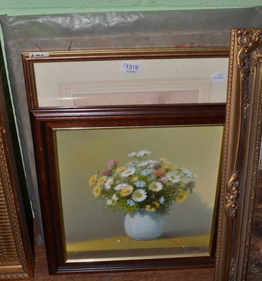 Lot 1319 - Elizabeth Rouviere (20th century) Still life of red blooms in a glass vase, signed, oil on...