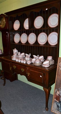 Lot 1335 - A 19th century oak dresser base with later rack