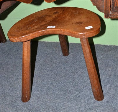 Lot 1336 - A 'Beaverman' oak kidney-shaped stool with chamfered legs