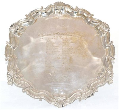 Lot 526 - Coursing Interest - A Victorian Silver Salver, Martin Hall & Co, London 1893, with shaped...