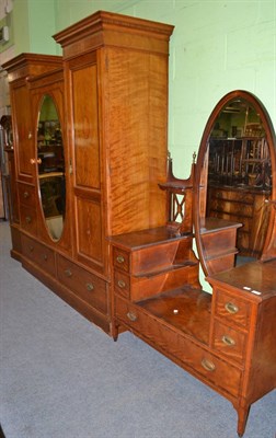 Lot 1348 - Late Victorian S & P B satinwood wardrobe and matching dressing table