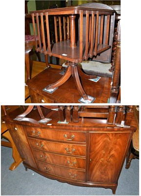 Lot 1353 - A reproduction mahogany bow front sideboard and a reproduction revolving book stand