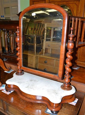 Lot 1357 - Victorian mahogany dressing mirror with turned supports