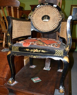 Lot 1367 - Chinese lacquered and bergere chair