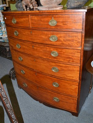 Lot 1384 - 19th century mahogany bow front chest of six drawers