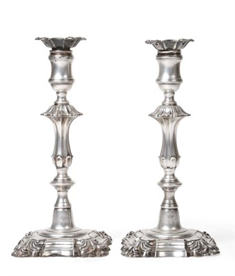 Lot 531 - A Pair of George IV Silver Candlesticks, T J & N Creswick, Sheffield 1828, of 18th century...