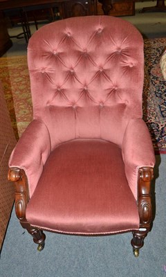 Lot 1405 - William IV mahogany framed button back armchair