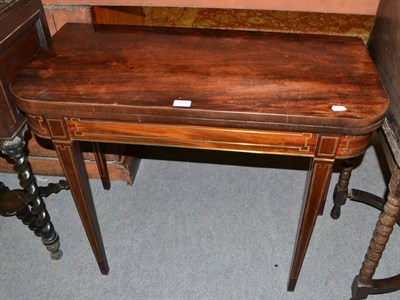 Lot 1418 - Regency brass inlaid card table