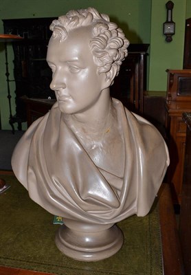 Lot 1428 - A grey painted pedestal bust of E H Bally