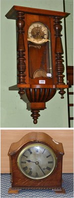 Lot 1468 - A Vienna-type striking wall clock and oak cased mantel clock