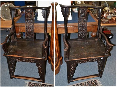 Lot 1470 - Pair of Chinese armchairs