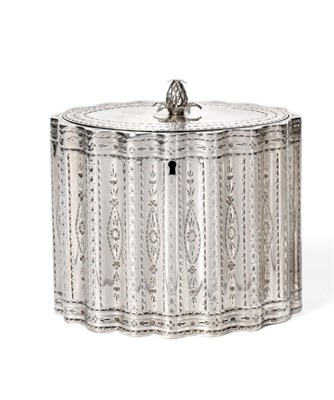 Lot 545 - A George III Silver Tea Caddy, Robert Hennell, London 1786, of wavy oval outline with bright...