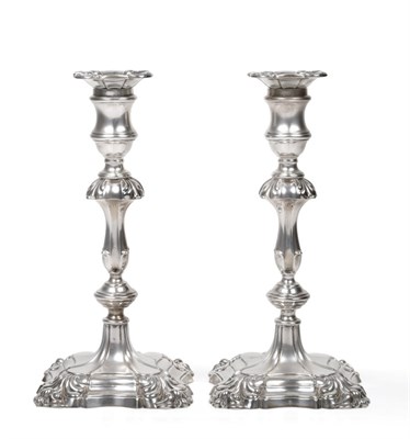 Lot 550 - A Pair of George II Style Silver Candlesticks, Hawksworth, Eyre & Co Ltd, Sheffield 1917,...