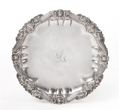 Lot 555 - A George II Silver Small Salver or Card Tray, David Willaume II, London, 1741, shaped circular, the