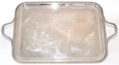 Lot 558 - A Silver Twin Handled Tray, Deakin & Francis, Birmingham 1972, rectangular with gadroon border,...