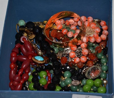 Lot 2 - Box of assorted jewellery, beads etc