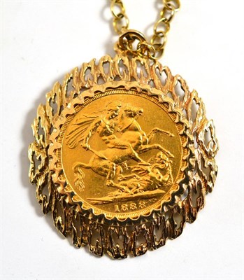 Lot 21 - An 1888 full sovereign pendant on chain