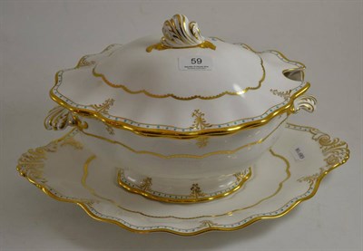 Lot 59 - A Royal Crown Derby Lombardy tureen, cover and stand