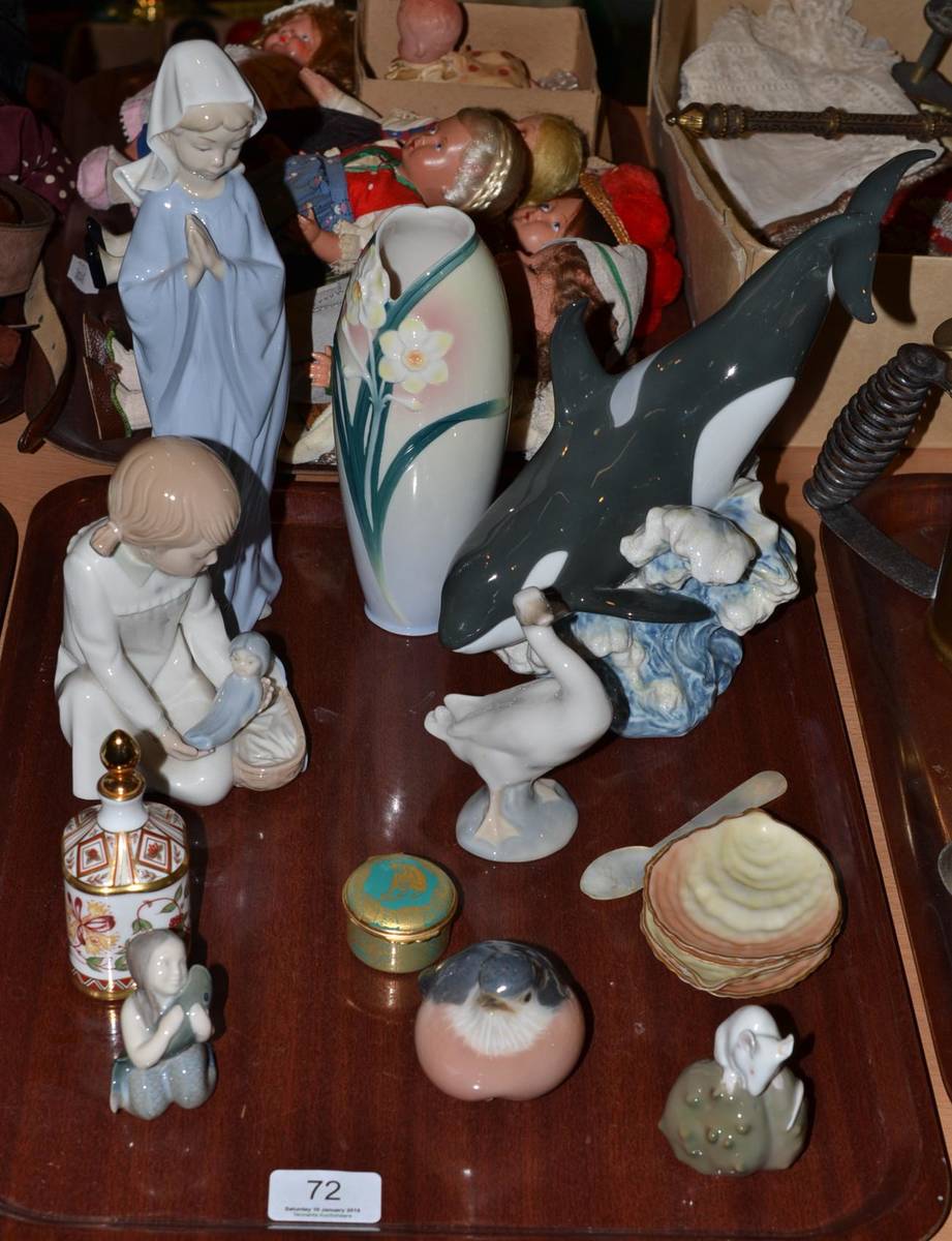 Lot 72 - A tray of Lladro, Nao and Royal Copenhagen ceramics