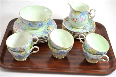 Lot 73 - A Shelley Melody tea service, comprising six cups, six saucers, six side plates, milk jug and sugar