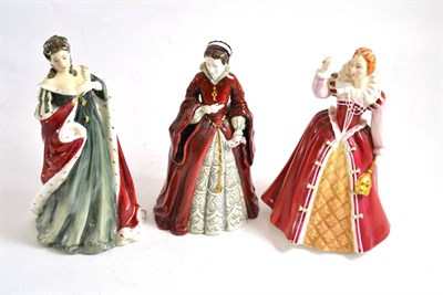 Lot 75 - Royal Doulton figures Queen Anne HN3141 and Queen Elizabeth I HN0399; and Coalport figure Mary...