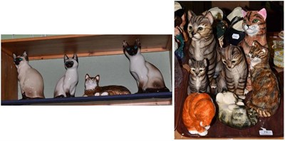 Lot 78 - Three Winstanley Kensington Siamese cats, Winstanley kitten, Price Kensington cat, three Brian...