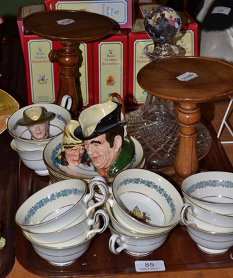 Lot 85 - A pair of candlestands, a Wedgwood Appledore pattern tea service, ship's decanter and four...