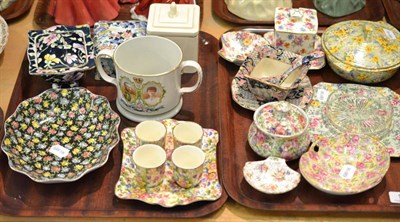 Lot 90 - A collection of Royal Winton chintz patterned tea and table wear, a Royal commemorative loving...