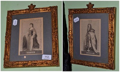 Lot 112 - Pair of gesso frames containing images of William and Mary