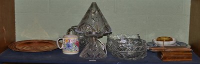 Lot 120 - Cut glass mushroom lamp, cut glass and decorative ceramics