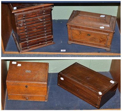 Lot 134 - A 19th century specimen/collectors cabinet, a large Victorian rosewood sarcophagus form tea...