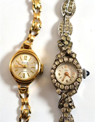 Lot 180 - A lady's 9ct gold wristwatch signed Avia and a dress wristwatch