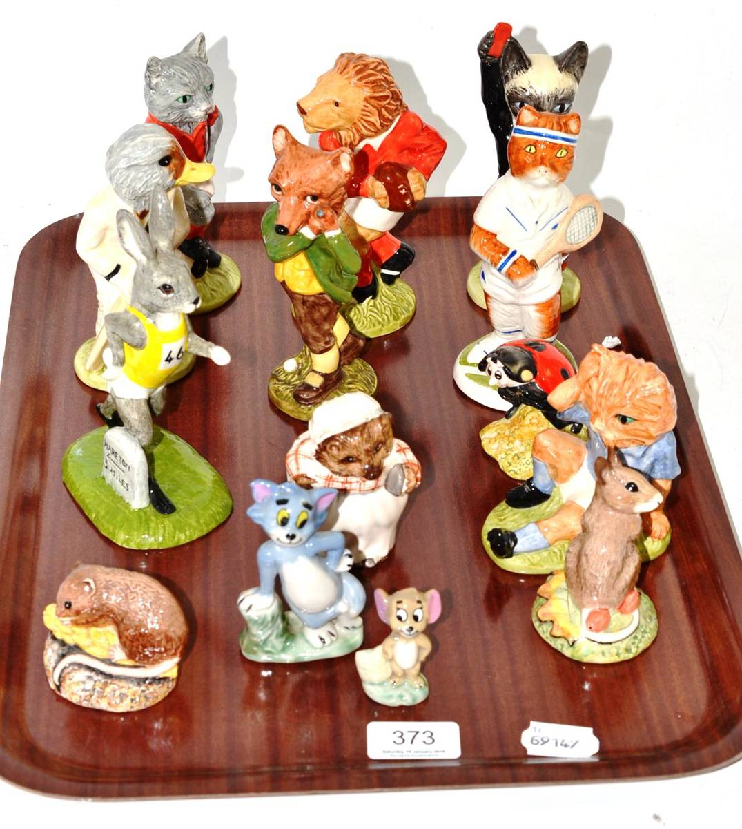 Lot 373 - Eight assorted modern Beswick sporting figures, Wade Tom & Jerry, etc