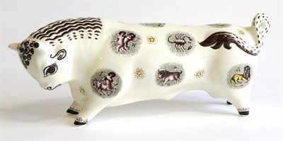 Lot 615 - A Wedgwood Queensware Taurus the Bull, designed by Arnold Machin, printed with signs of the zodiac