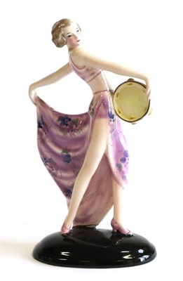 Lot 616 - An Art Deco Goldscheider Figure, designed by Josef Lorenzl, model 6759, a female Tarantella dancer