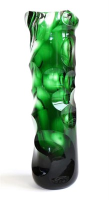 Lot 628 - Eduard Soukup (Czech, b.1974): A Glass Vase, faceted cylindrical form, emerald green and clear,...