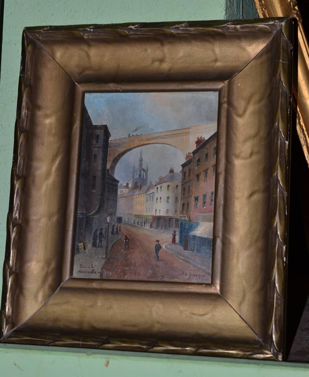 Lot 588 - J B Anderson ";Dean Street, Newcastle upon Tyne";, signed and inscribed with title, oil on panel