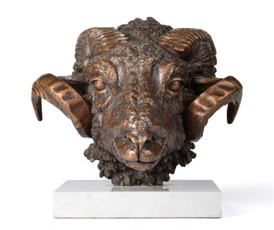 Lot 636 - Sally Arnup (British, 1930-2015):  "Morris " A Bronze of a Swaledale Ram's Head, signed in the cast