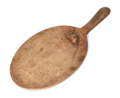 Lot 654 - Mouseman: A Robert Thompson English Oak Cheese Board, with carved mouse signature on the board,...