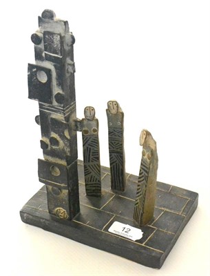 Lot 12 - John Maltby (b.1936): A Ceramic Sculpture ";Looking at Sculpture";, with impressed potter's...