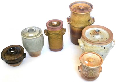 Lot 22 - Six lidded jars by Michael Casson