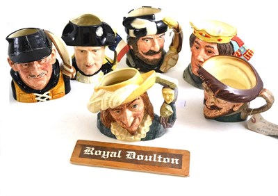 Lot 44 - A group of large Royal Doulton character jugs including, Henry V, Yachtsman, Scaramouche, Sir...