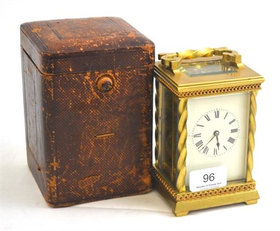 Lot 96 - A brass striking carriage clock in a fitted case
