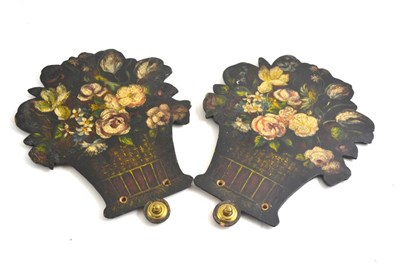 Lot 99 - Pair of George III painted wood candle bracket backboards