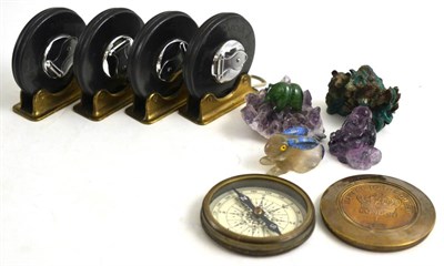 Lot 117 - Gloucester Rathbone tape measures, small carved animals etc