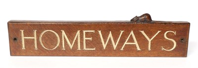 Lot 694 - Mouseman: A Robert Thompson English Oak Rectangular House Sign, lettered HOMEWAYS and...