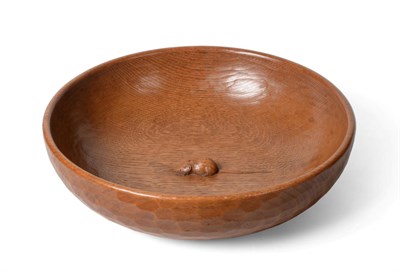 Lot 695 - Mouseman: A Robert Thompson English Oak Large Fruit Bowl, with carved mouse signature to the...