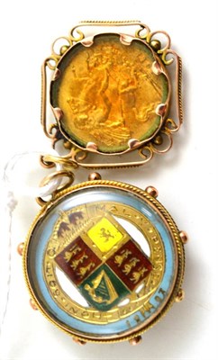 Lot 137 - A 1911 coin pendant and a 'coloured' coin pendant (2)