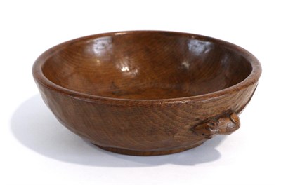 Lot 696 - Mouseman: A Robert Thompson English Oak Fruit Bowl, with carved mouse signature to the...